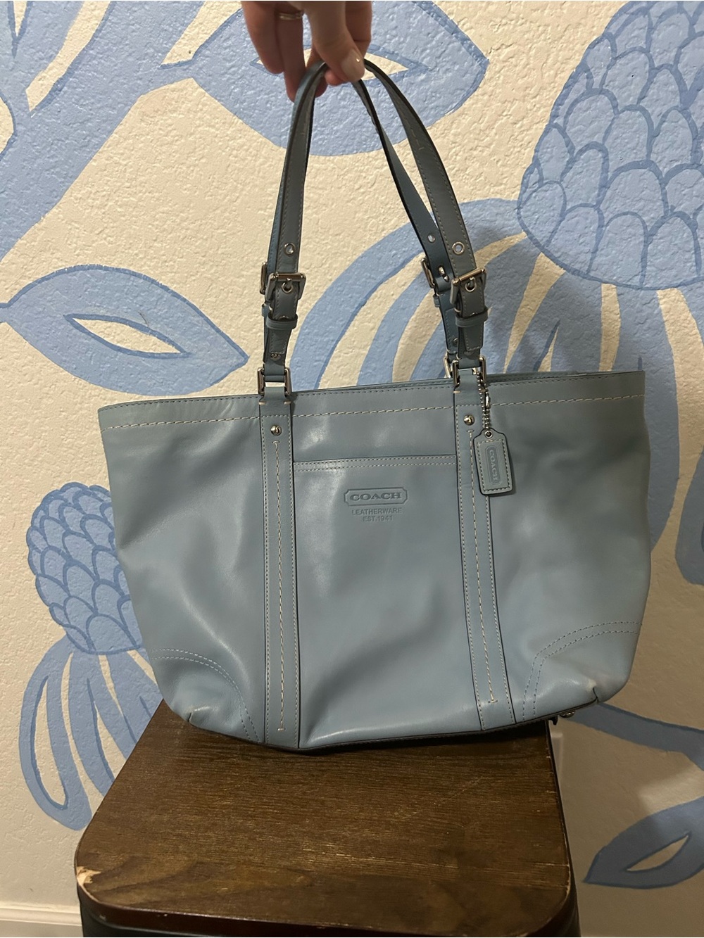 Coach Light Blue Leather Tote
